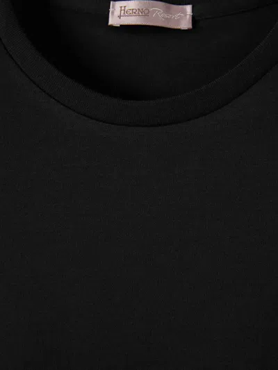 Herno Men Cotton T-shirt In Black