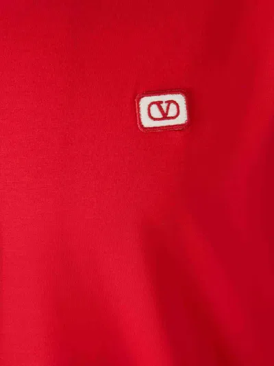 Valentino Cotton T-shirt With Vlogo Patch In Red