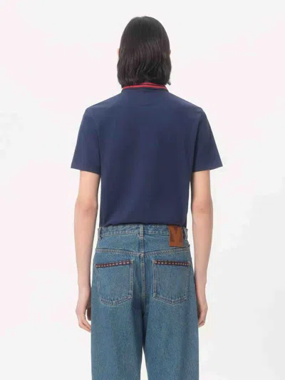 Valentino Garavani Polo Shirt With Vg Embroidery In Blue