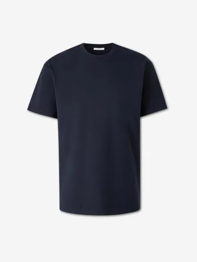 Givenchy Navy Cotton T-shirt With Bold White Logo Print In Blue