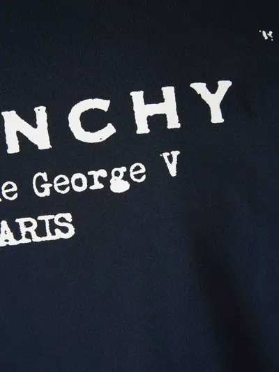 Givenchy Navy Cotton T-shirt With Bold White Logo Print In Blue