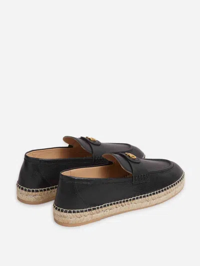 Valentino Avenue Palm Goatskin Espadrilles With Jute Sole In Black