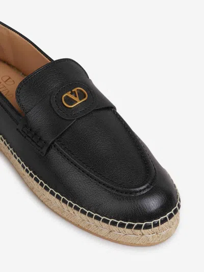 Valentino Avenue Palm Goatskin Espadrilles With Jute Sole In Black