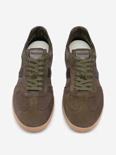 Tom Ford Low Top Suede Sneakers With Rubber Sole In Green