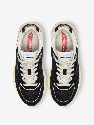 Autry Hyperway Black Low Top Sneakers With Logo Patch On Tongue And Side In Tech Fabric Man In Black