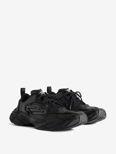 Balenciaga Men 'monday' Black Low Top Sneakers With Logo Detail And Embossed Size On The Rear In Lea In Black