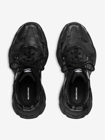 Balenciaga Men 'monday' Black Low Top Sneakers With Logo Detail And Embossed Size On The Rear In Lea In Black