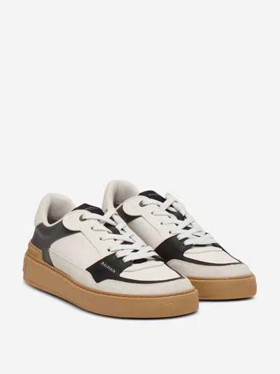 Balmain B-court Flip Leather Trainers In Gray