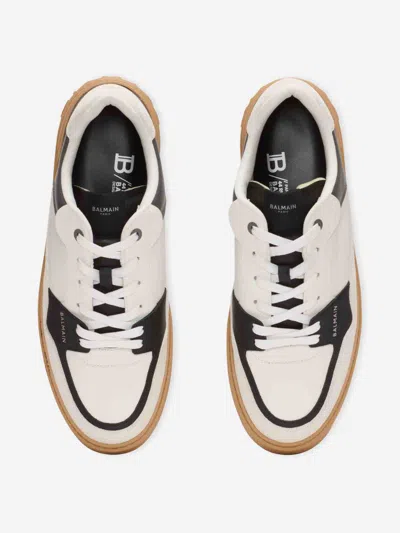 Balmain B-court Flip Leather Trainers In Gray