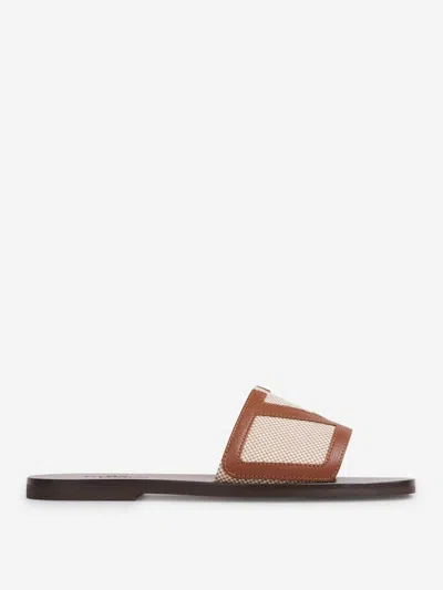 Valentino Viva Superstar Nappa Leather Slides In Sand