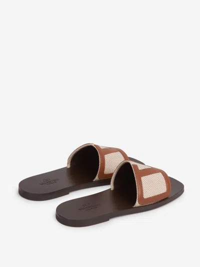 Valentino Viva Superstar Nappa Leather Slides In Sand