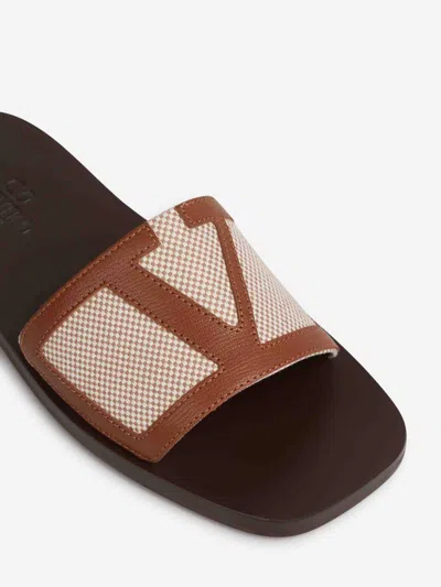 Valentino Viva Superstar Nappa Leather Slides In Sand