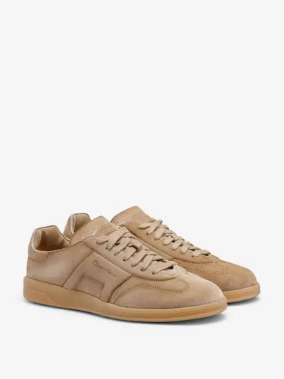 Santoni Soft Leather Sneakers For Casual Style In Sand