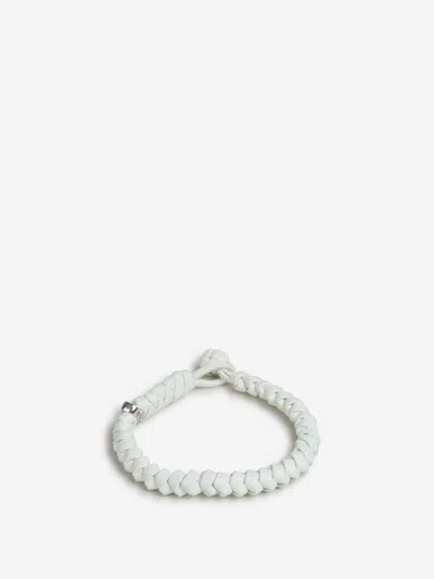 Bottega Veneta Intracciata Leather Bracelet In White