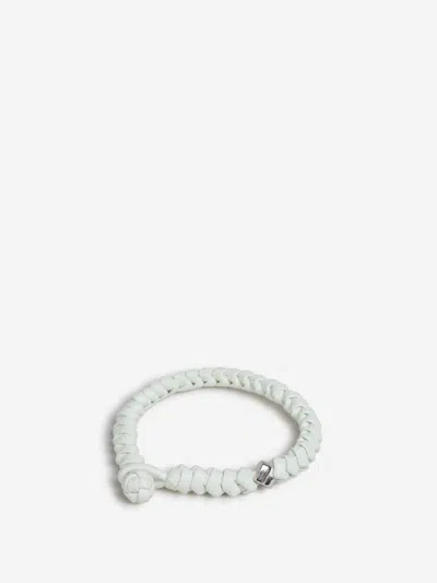 Bottega Veneta Intracciata Leather Bracelet In White