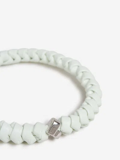 Bottega Veneta Intracciata Leather Bracelet In White