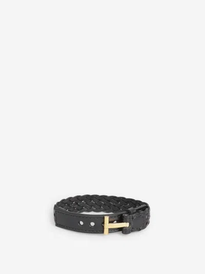 Tom Ford T-lock Interwoven-leather Bracelet In Black