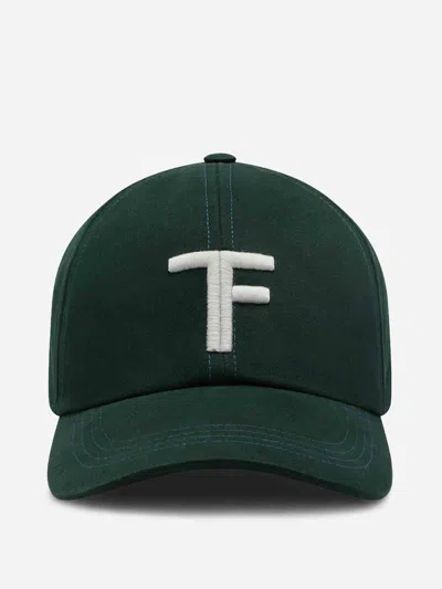Tom Ford Tf Embroidered Leather-trimmed Baseball Cap In Green