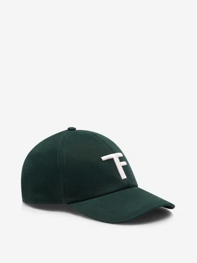 Tom Ford Tf Embroidered Leather-trimmed Baseball Cap In Green