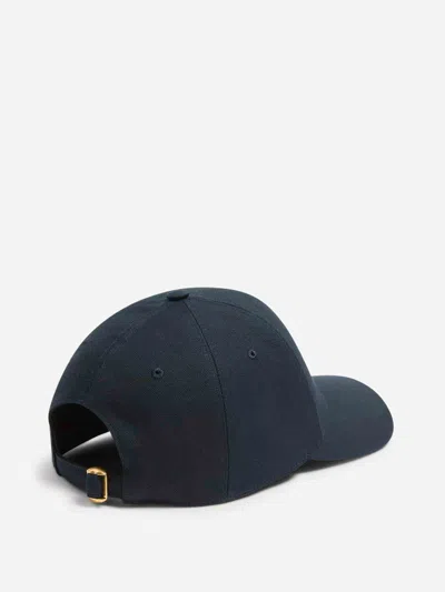 Valentino Garavani Cotton Baseball Cap With Embroidery In Blue