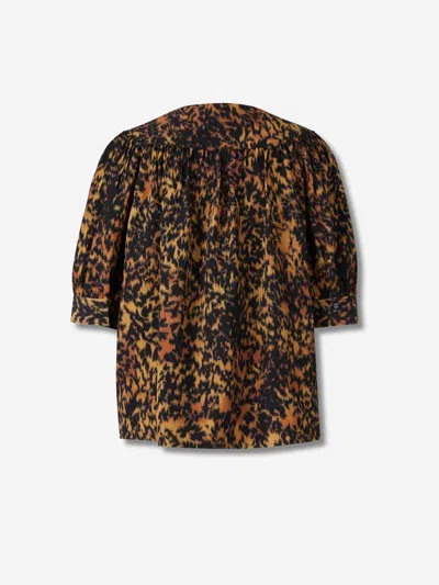 Ulla Johnson Blaire Leopard Print Short Sleeve Top In Multi