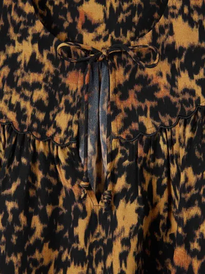 Ulla Johnson Blaire Leopard Print Short Sleeve Top In Multi