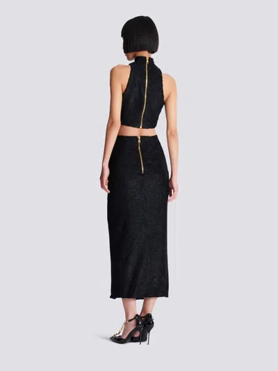 Balmain Baroque Pattern Midi Skirt In Black