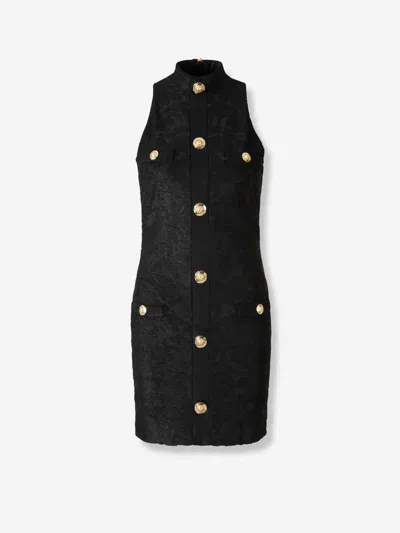 Balmain Mini Jacquard Dress In Black