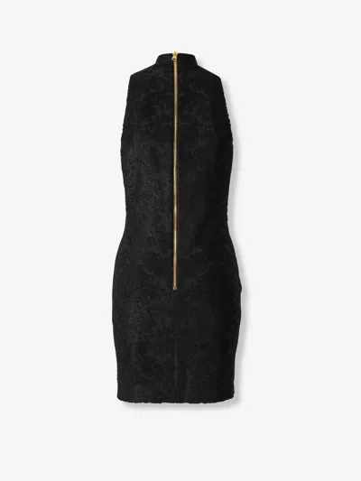 Balmain Mini Jacquard Dress In Black