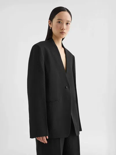 Jil Sander Silk Tailored Blazer In Black