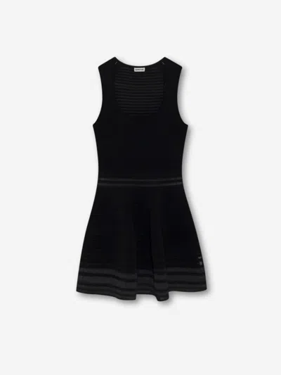 Simkhai Black Square Neck Dress With Flared Skirt In Fabric Woman