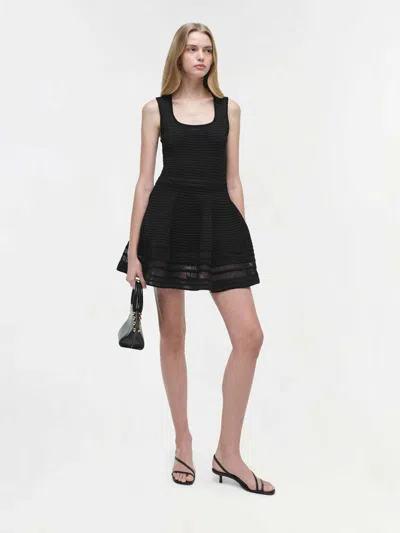 Simkhai Black Square Neck Dress With Flared Skirt In Fabric Woman