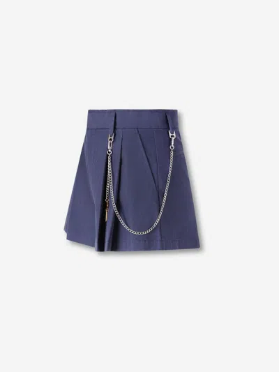 Alexander Wang Pleated Chain-detail Skorts In Blue