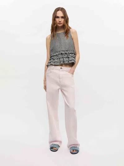 Ganni Izey Straight Jeans In Pink