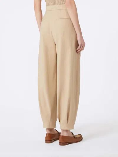 Max Mara Pleated Cotton Trousers In Neutral