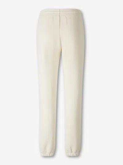 Moncler Relaxed Fit Cotton Trousers With Subtle Logo Detail In White