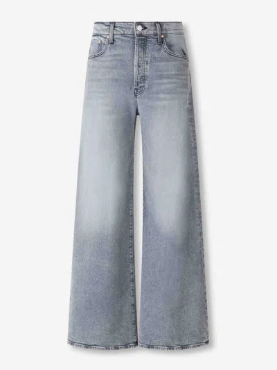 Mother 'the Ditcher Roller Sneak' Grey Jeans With Logo Embroidery On The Rear And Logo Patch On The Rear In Blue