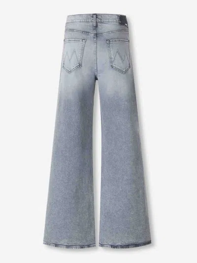 Mother 'the Ditcher Roller Sneak' Grey Jeans With Logo Embroidery On The Rear And Logo Patch On The Rear In Blue