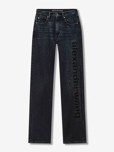 Alexander Wang Straight Jeans Logo In Black