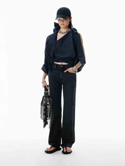 Alexander Wang Straight Jeans Logo In Black