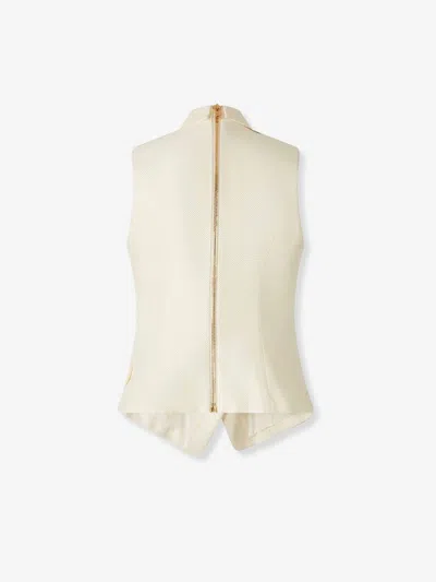 Balmain Double-breasted Vest In Neutral