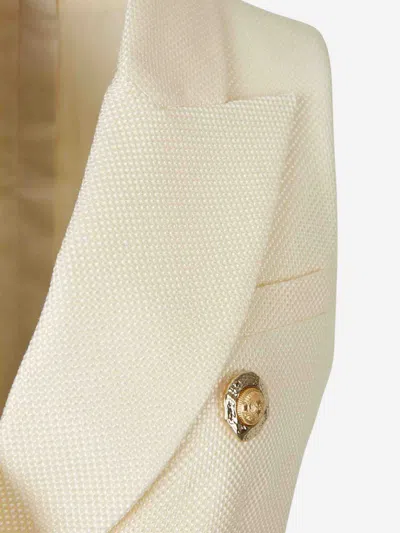 Balmain Double-breasted Vest In Neutral