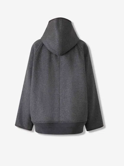 Bottega Veneta Short Hooded Coat In Gray