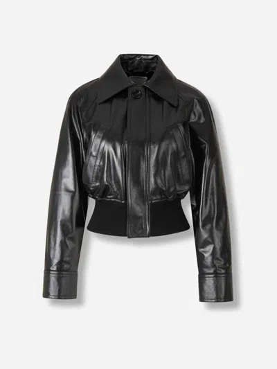 Bottega Veneta Women Black Lightweight Smooth Nappa Leather Jacket In Black