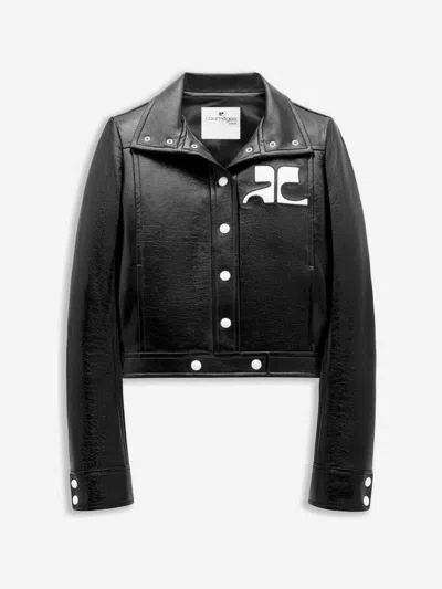 Courrèges Vinyl Biker Jacket In Black