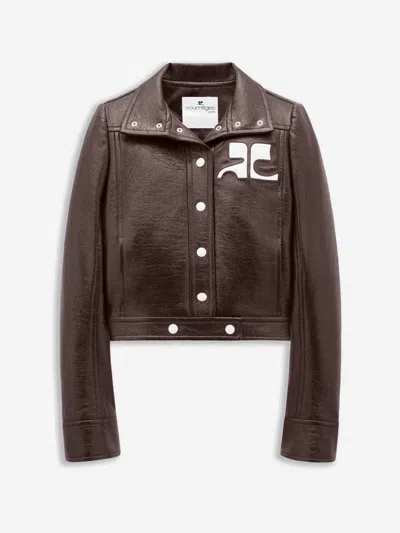 Courrèges Vinyl Biker Jacket In Red