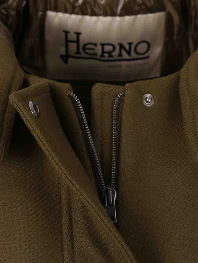 Herno Hooded Drawstring Coat In Green