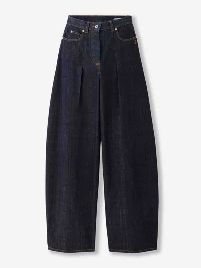Jacquemus Ovalo Denim Trousers Featuring Pockets In Blue
