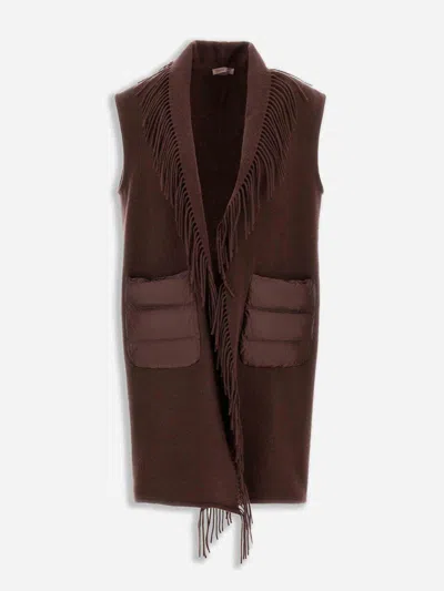 Herno Fringe Vest Casual Jacket In Brown