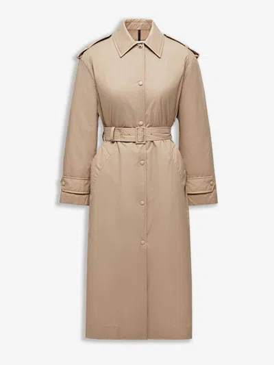 Moncler Yevre Down Trench Coat In Neutral